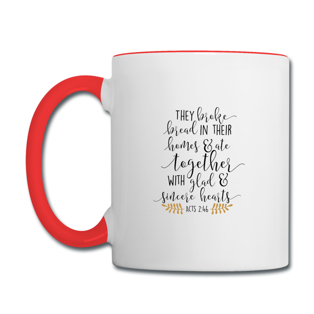 Acts 2:46 - Contrast Coffee Mug - white/red