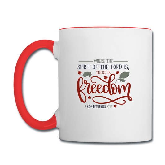 2 Corinthians 3:17 - Contrast Coffee Mug - white/red