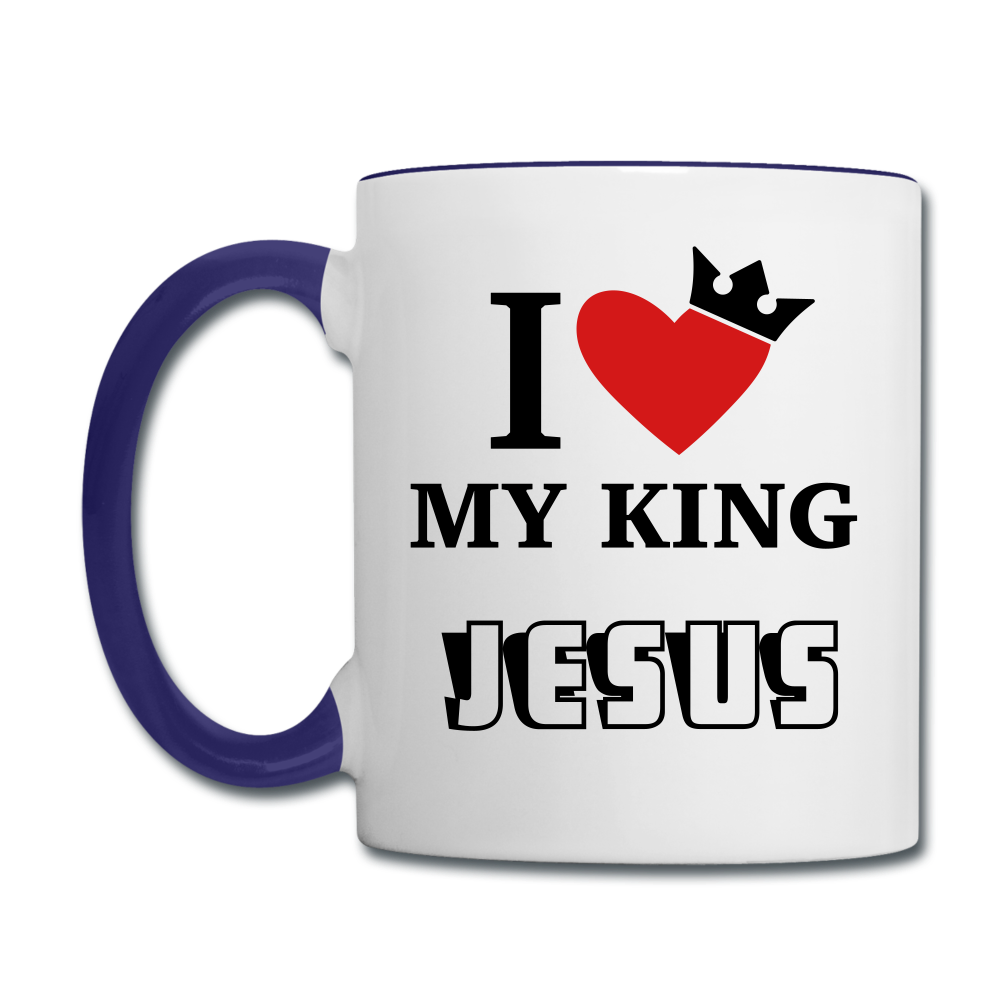 I Love My King Jesus - Contrast Coffee Mug - white/cobalt blue