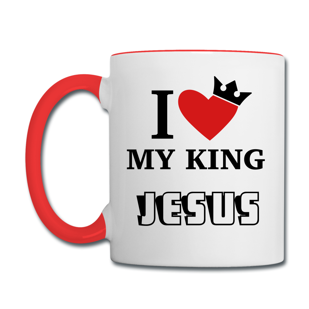 I Love My King Jesus - Contrast Coffee Mug - white/red