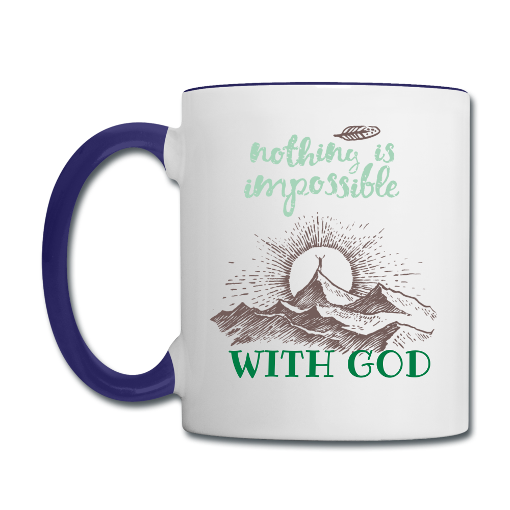 Nothing Is Impossible - Contrast Coffee Mug - white/cobalt blue