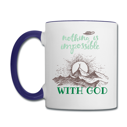 Nothing Is Impossible - Contrast Coffee Mug - white/cobalt blue