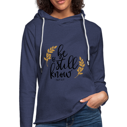 Be Still And Know - Lightweight Terry Hoodie - heather navy