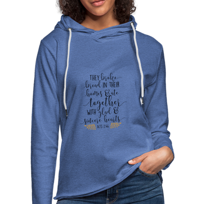Acts 2:46 - Lightweight Terry Hoodie - heather Blue