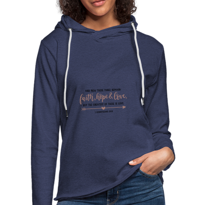 1 Corinthians 13:13 - Lightweight Terry Hoodie - heather navy