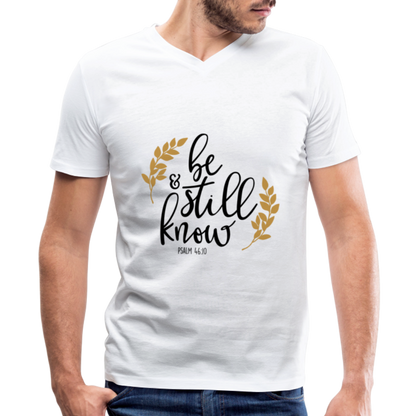 Psalm 46:10 - Men's V-Neck T-Shirt by Canvas - white