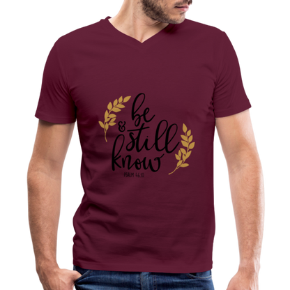 Psalm 46:10 - Men's V-Neck T-Shirt by Canvas - maroon